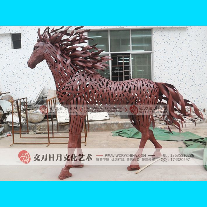 不锈钢动物马雕塑 新工艺落地摆件 金属雕塑